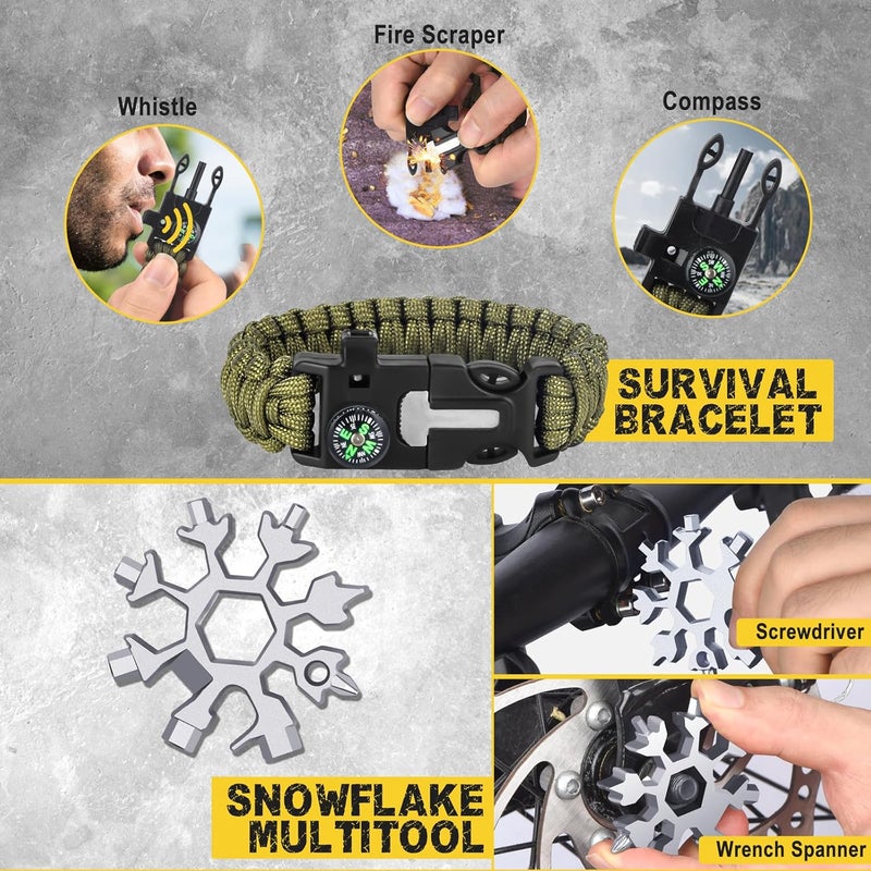 NewFation Gifts for Men Him Dad Husband, 28-In-1-Survival Kits, Men's Gifts Survival Gear, Stocking Stuffers for Men Christmas Birthday Gifts, Unique Cool Gadgets Gifts for Camping, Hiking, Hunting - Image 4